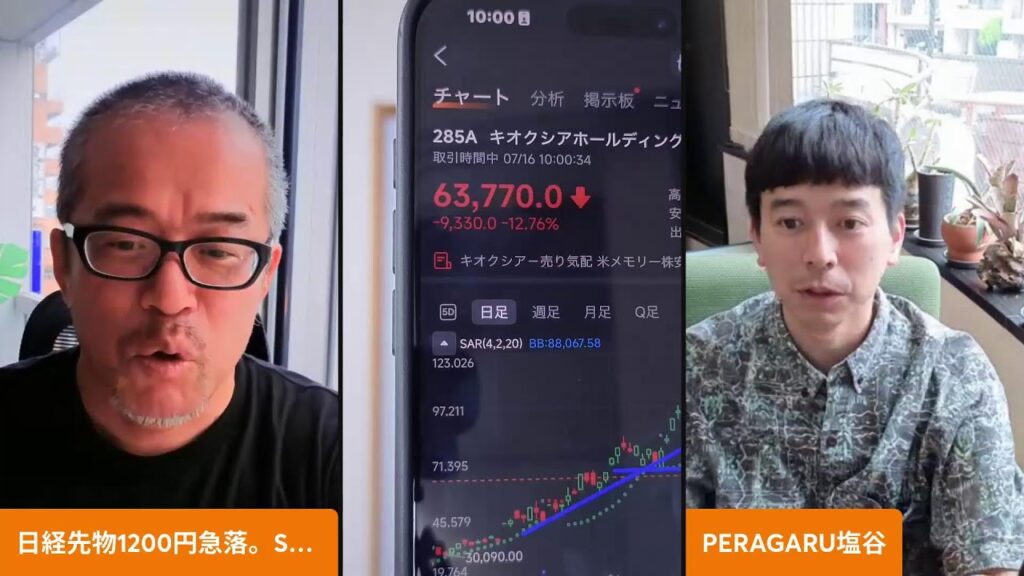 日経2100円急落。キオクシア13%急落。SKハイUSで9%急落、マイクロンも8%下落 日経2100円急落。キオクシア13%急落。SKハイUSで9%急落、マイクロンも8%下落