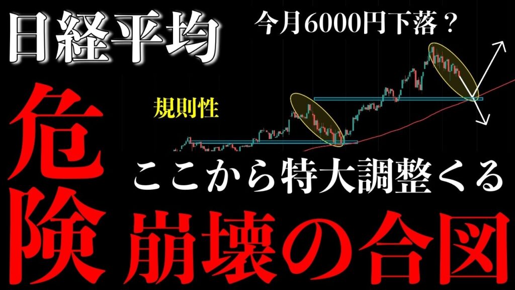⚠️日経平均“崩壊の合図”。同じ形で反落…ここから特大調整が来ます【Nikkei225分析】