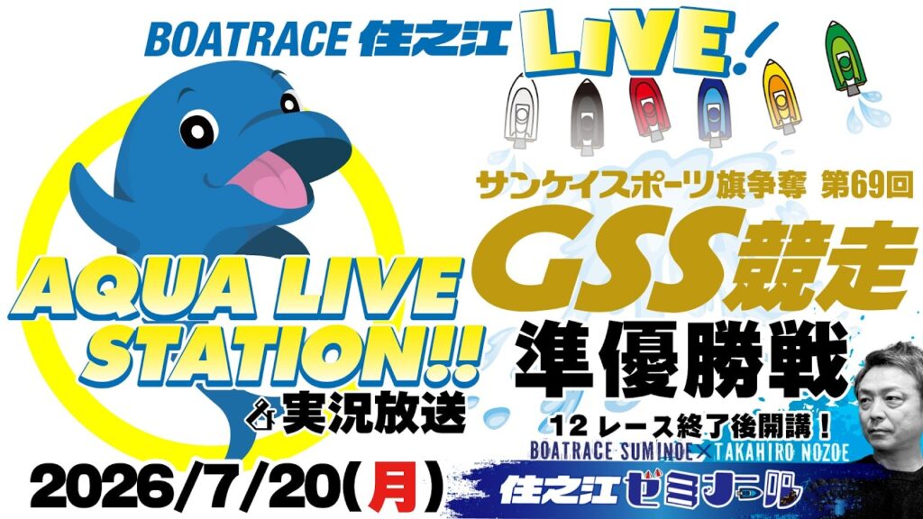 【ボートレース住之江・実況放送】サンケイスポーツ旗争奪 第69回GSS競走　６日目（2026/7/20）12R終了後「住之江ゼミナール」