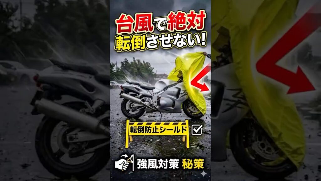 【バイクの台風対策】絶対転倒させない！強風対策　秘策 #shorts #バイク #台風対策