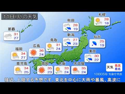 2026/08/10 全国の天気予報 朝