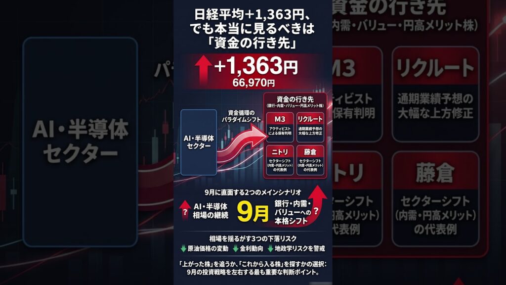本命は半導体じゃない？日本株の資金が「銀行・内需」へ移動開始…9月に狙われる銘柄#日本株 #日経平均 #日経平均株価