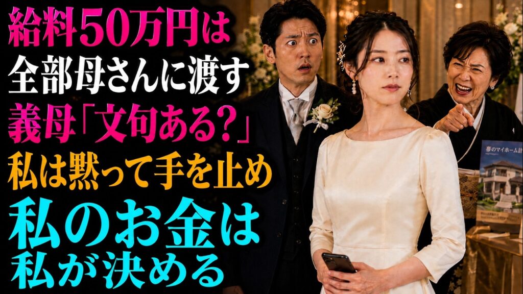 結婚式直後、夫は「給料50万円は全部母さんに渡す」と宣言――義母も「息子のお金よ。文句ある？」と笑った。私は新居のために貯めた300万円の振込画面を閉じ、「では私のお金も、私が決めますね」感動の物語