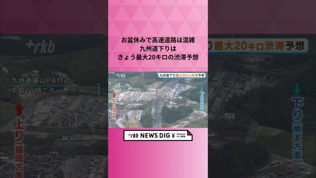 お盆休みで高速道路は混雑　九州道下りはきょう最大20キロの渋滞予想 #shorts  #news