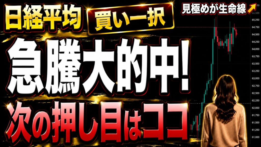 【日経平均】昨日の急騰的中、次は7万円の大台も飛び乗るとｵﾜﾘ。絶好の押し目はココ　#日経平均株価 　#日経平均先物 　#日経225 どこまで 上がる 下がる 今後 予想