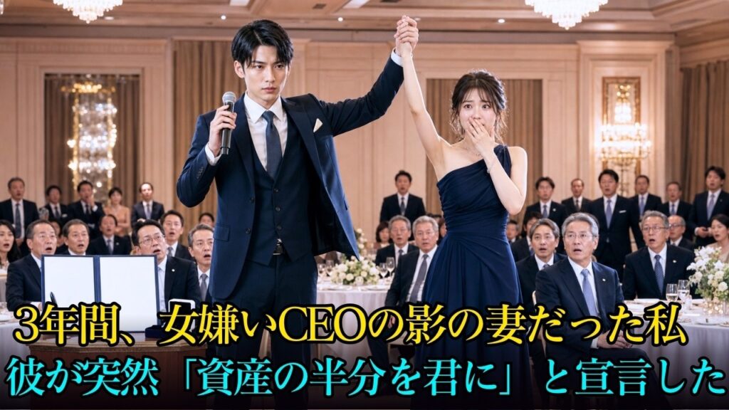 「女嫌いの冷酷CEO」と3年間秘密の結婚を続けた私――愛のない影の妻だと思っていたのに、取締役会の晩餐会で彼は私の正体を公表した。「今日から、彼女に俺の資産の半分を渡す」