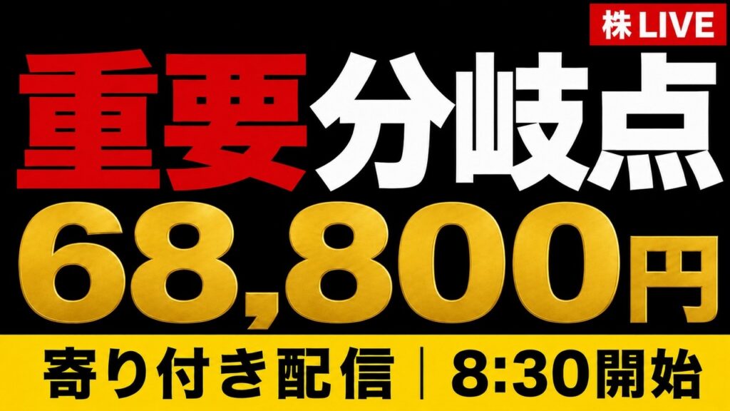 【株ライブ】日経平均6万8800円が重要分岐点｜超えれば7万円？半導体株高とSQ日