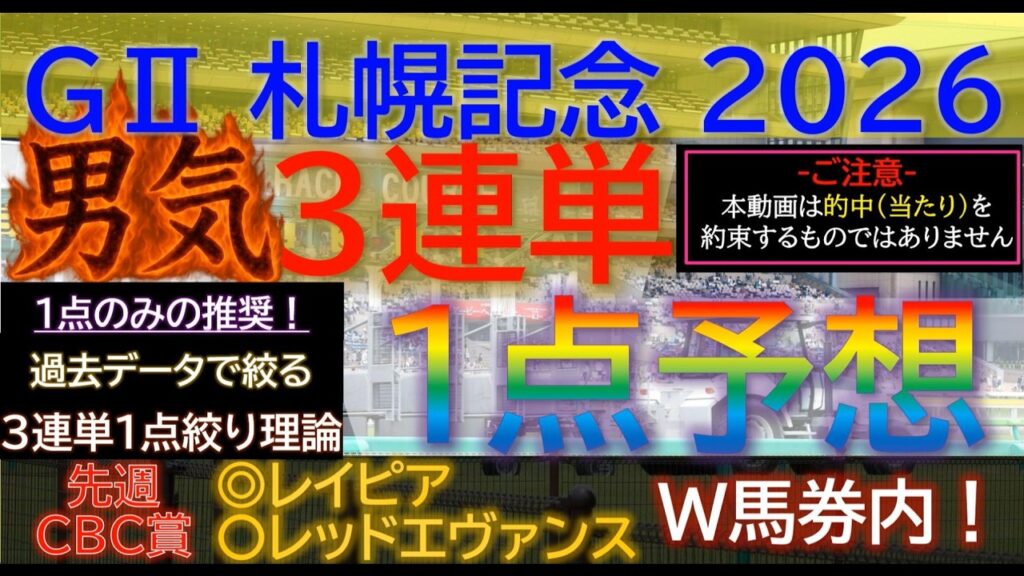 ★宝塚記念2026で３連複１点的中！【男気1点】札幌記念2026～究極3連単1点絞り理論 #競馬 #競馬予想 #札幌記念 #札幌記念2026 #札幌記念予想 #函館記念 #中京記念 #新潟ジャンプs