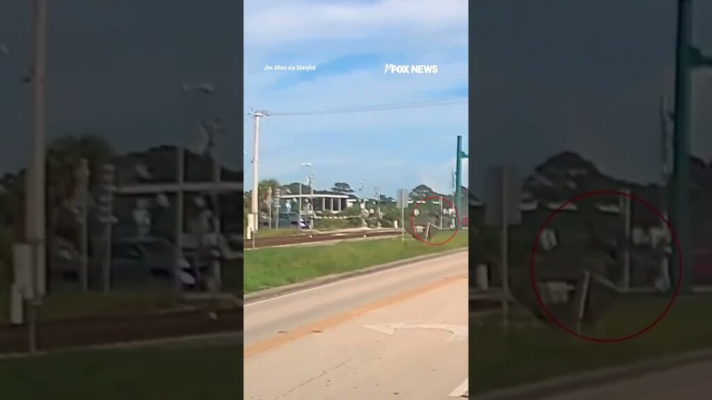 Man lifts railroad gate SAVING woman from oncoming train #shorts #us #news #foxnews