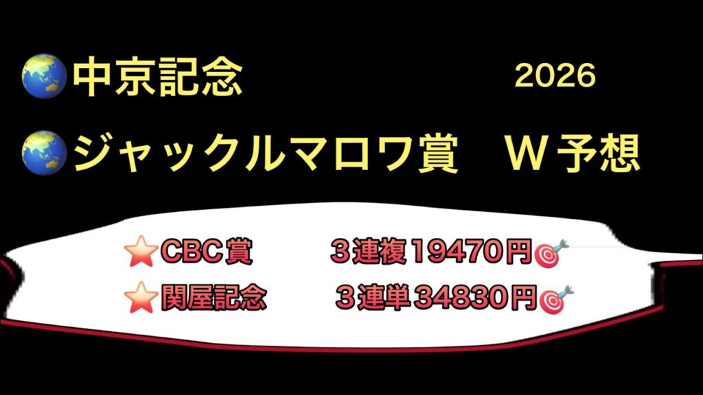 【競馬予想】　中京記念　ジャックルマロワ賞　予想　2026