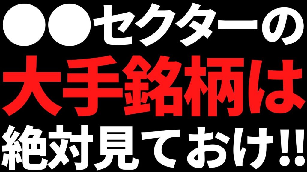 〇〇セクターの大手株はガチで押し目見ておけ！決算ヤバかったぞ！