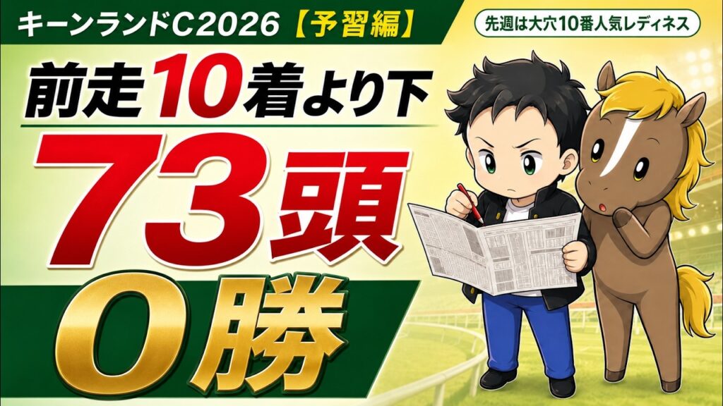 キーンランドC2026【予習編】先週は大穴10番人気3着｜前走10着より下は73頭で0勝。18頭を4頭に