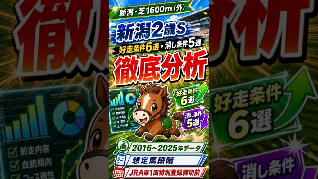 【新潟2歳S 2026】過去10年で徹底分析！好走条件6つ＆注意条件5つ｜注目馬3頭も紹介 #競馬予想 #jra #新潟2歳S