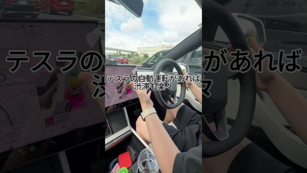 渋滞もテスラの自動運転で楽できる#テスラ #自動運転