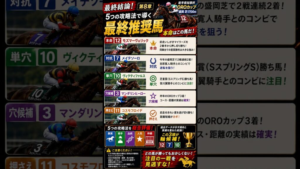 【盛岡競馬】OROカップを完全攻略！過去データから導き出した本命馬は？ #競馬 #競馬予想 #地方競馬 #競馬youtube