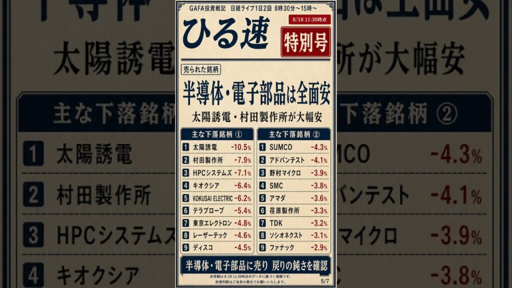 【ひる速特別号】日経平均午前中の相場とセクター、テーマの実績、後場のポイントを1分でお届け #日経平均 #投資 #株式投資 #gafa投資戦記 #相場分析 #日本株