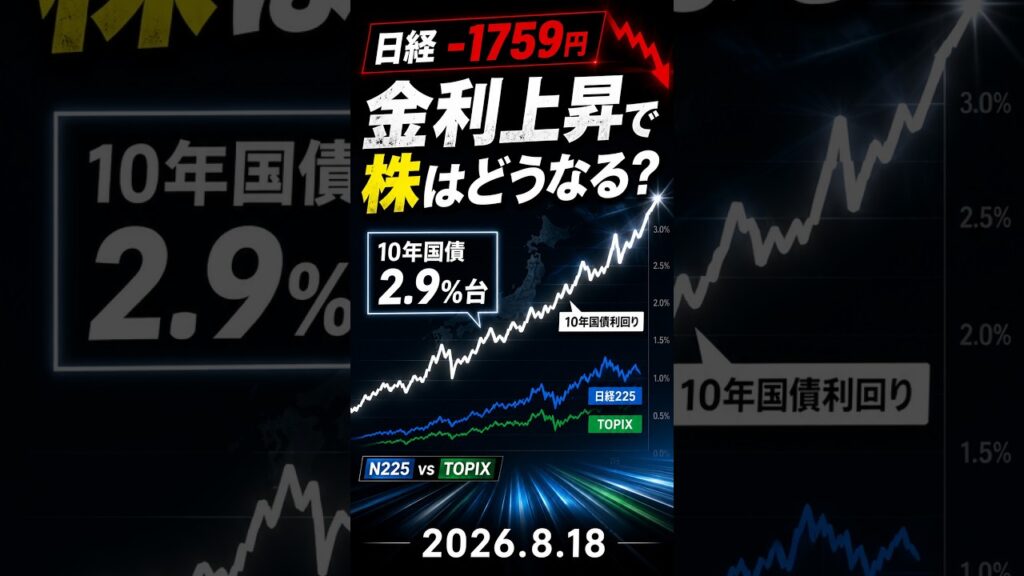 日経平均1759円急落！久しぶりのプチ下落。金利の影響らしいうけど、長期金利3％時代の幕開けか[297日目]