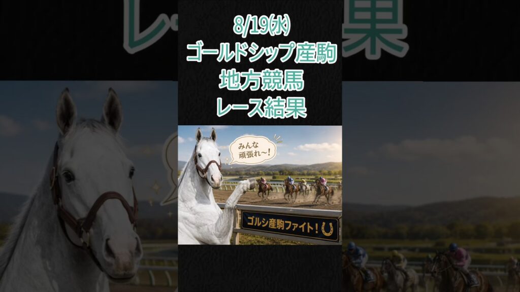 8/19㈬ゴルシ産駒地方競馬レース結果