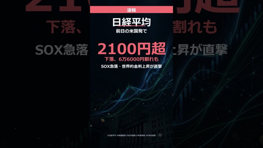 日経平均が一時2000円超下落…SOX急落と世界的金利上昇が直撃 #Shorts