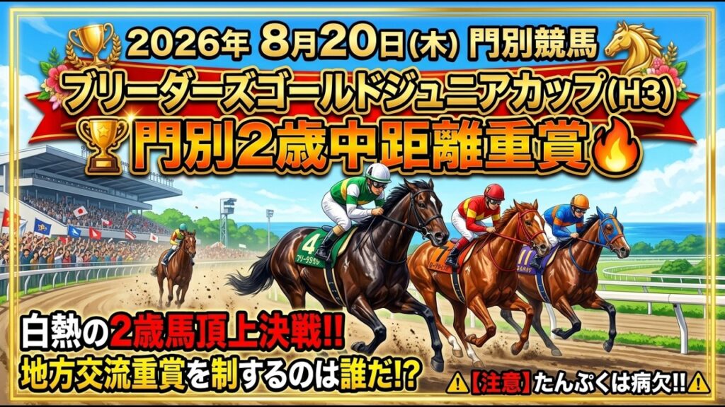 ブリーダーズゴールドジュニアカップ2026予想【門別競馬】たんぷく８８が....