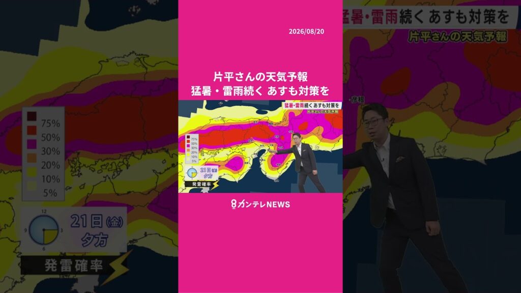 【8/21(金)の天気】猛暑・雷雨続く　あすも対策を #news #天気 #ニュース