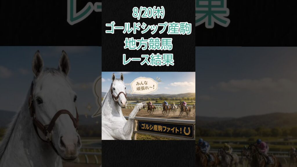 8/20㈭ゴルシ産駒地方競馬レース結果