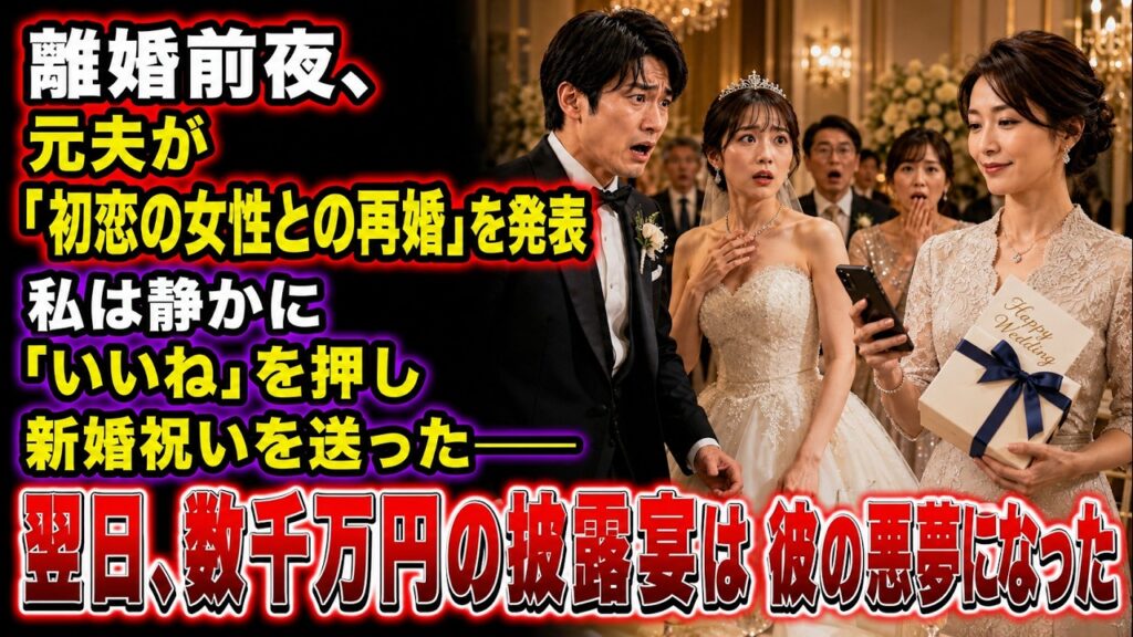 離婚前夜、元夫が「初恋の女性との再婚」を発表した。私は静かに「いいね」を押し、新婚祝いを送った――翌日、数千万円の披露宴は彼の悪夢になった【因果応報】朗読 #因果応報 #修羅場 #離婚#夫婦問題