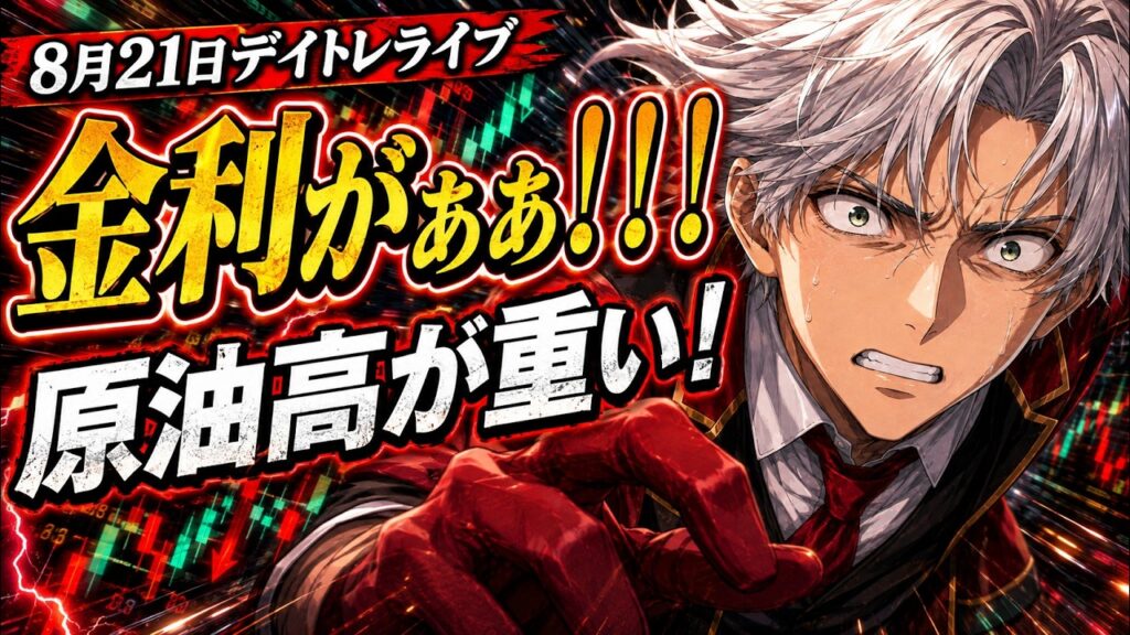 8月21日　日経平均株価ライブ｜メタプラネット注目！キオクシア耐えられるか！？原油高で金利再び上昇！
