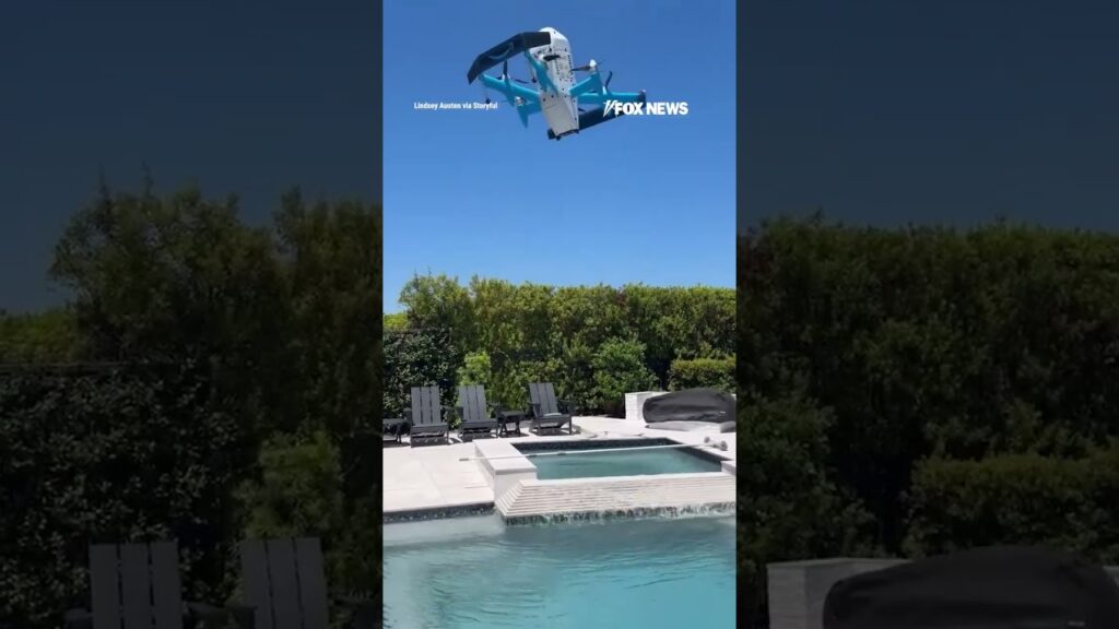 ROGUE ROBOT: Amazon drone drops package into swimming pool #shorts #foxnews #fox #news