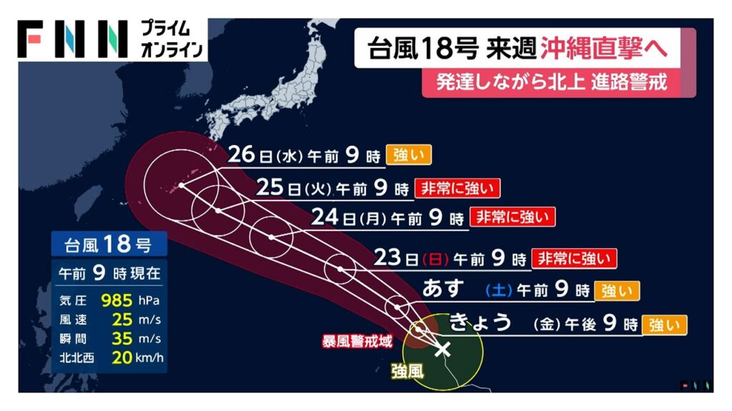 【台風情報】台風18号が来週にも沖縄・奄美直撃か「非常に強い勢力」に発達へ 熊本は37℃予想、ゲリラ雷雨にも警戒（2026年08月21日）