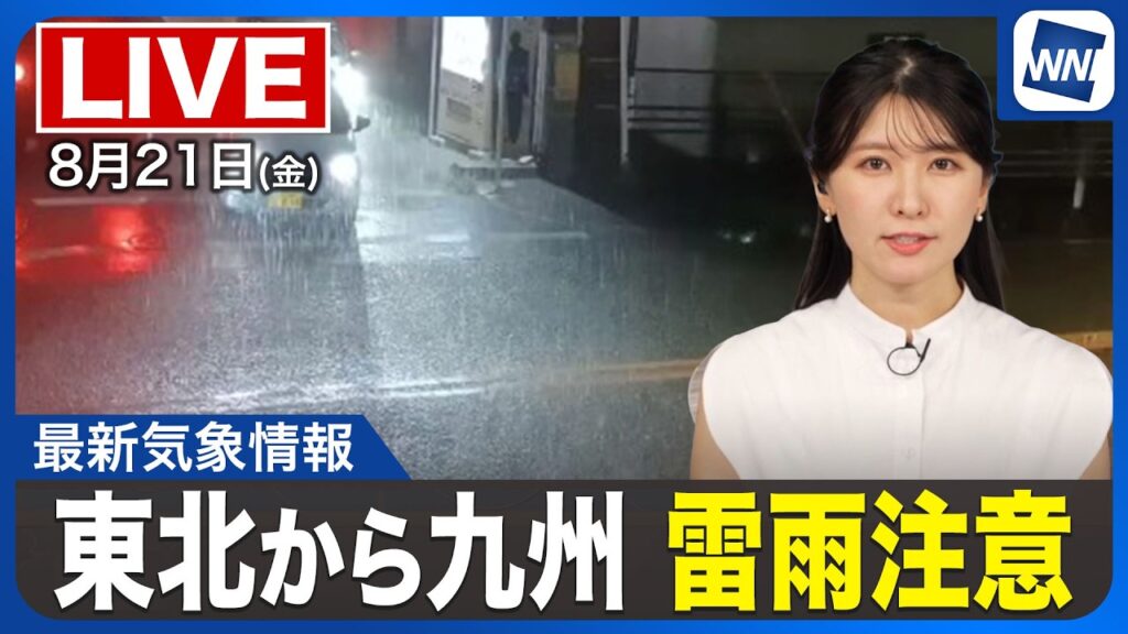 【ライブ】最新天気ニュース・地震情報 2026年8月21日(金) /関東などでゲリラ雷雨発生 千葉県内やさいたま市内で冠水被害多数〈ウェザーニュースLiVEムーン・駒木結衣/宇野沢達也〉 【ライブ】最新天気ニュース・地震情報 2026年8月21日(金) /関東などでゲリラ雷雨発生 千葉県内やさいたま市内で冠水被害多数〈ウェザーニュースLiVEムーン・駒木結衣/宇野沢達也〉