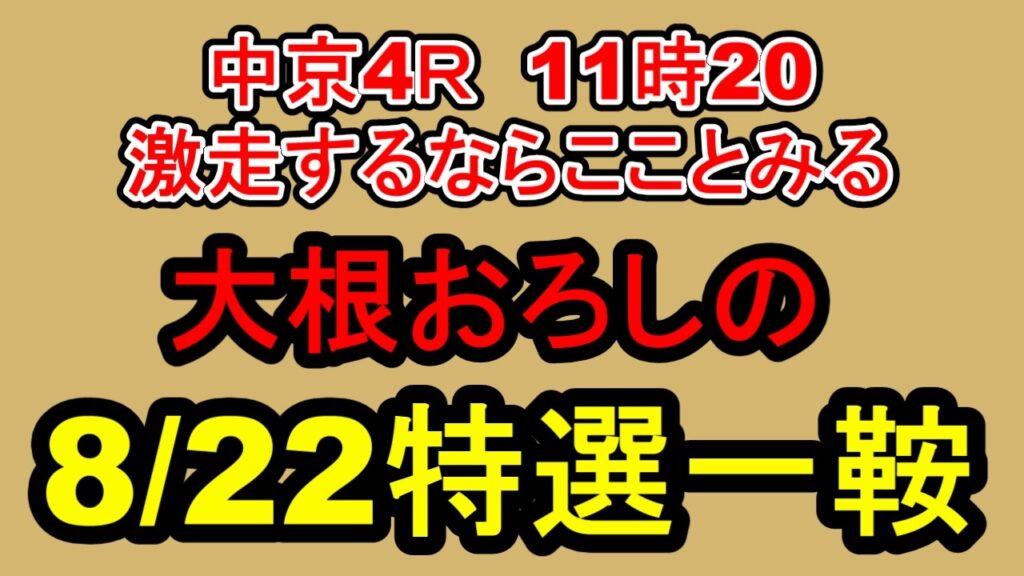 【競馬予想】8月22日の特選一鞍【大根おろし】
