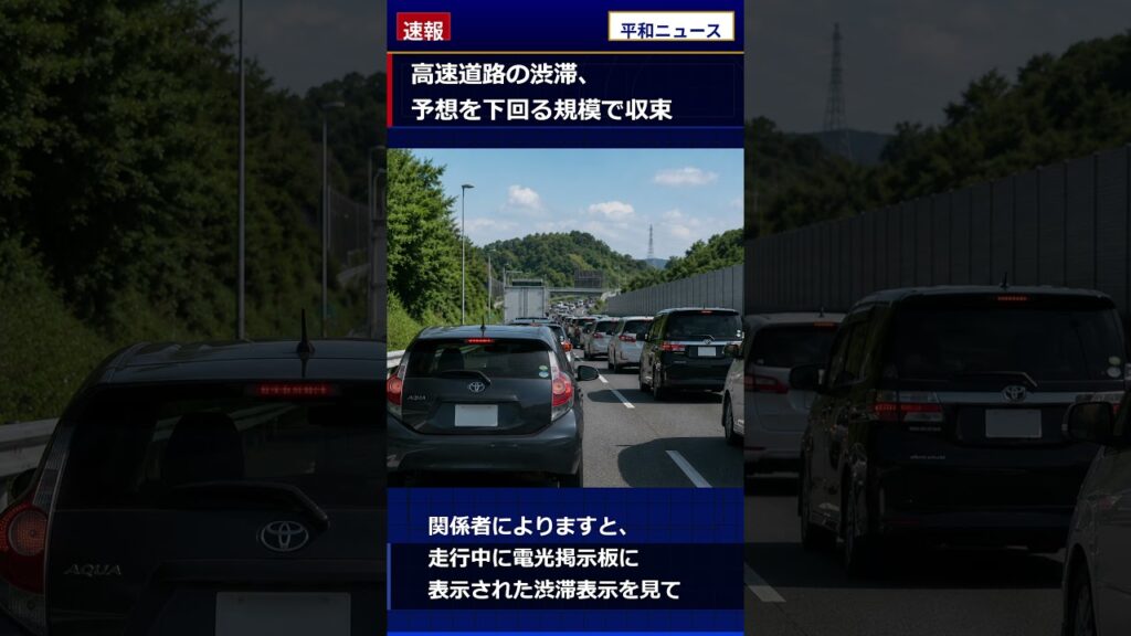 【旅報】高速道路の渋滞、予想を下回る規模で収束 #peacefulnews #どうでもいいニュース #夏休み #旅 #渋滞