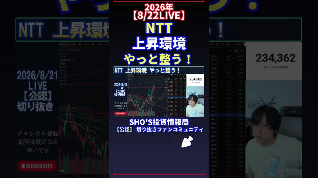 【8/21LIVE】NTT 上昇環境 やっと整う！ #日経平均株価 #投資