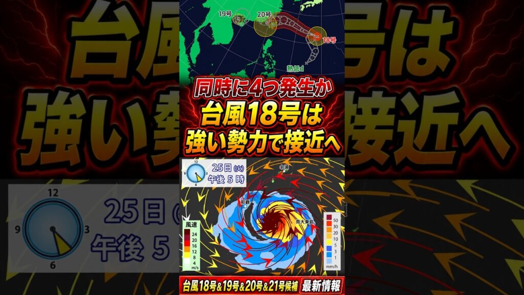 【クアドラプル台風】同時に4つ発生か　台風18号は強い勢力で沖縄接近へ　台風21号候補で影響長期化も｜台風情報 #台風18号 #台風19号 #台風20号 #台風21号