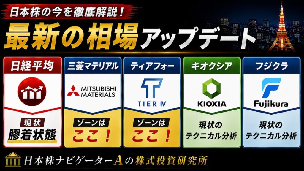 日経平均、三菱マテリアル、ティアフォー、キオクシア、フジクラ
