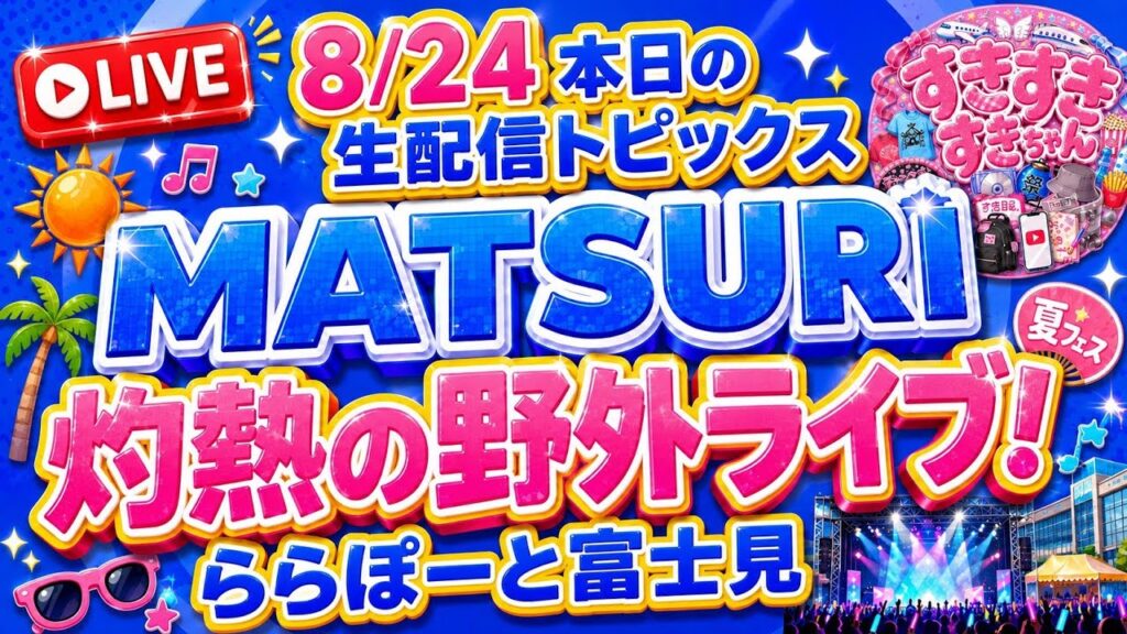【8/24 本日の生配信トピックス】MATSURI 灼熱の野外ライブ！ららぽーと富士見　SHOW-WA 2ndツアーテレビ放送