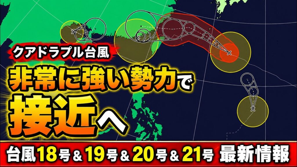 【かなり接近】台風18号　沖縄・奄美で最大瞬間60メートル　台風21号も後追いか｜台風情報 #台風18号 #台風19号 #台風20号 #台風21号
