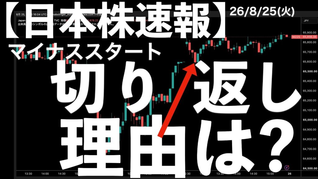 【日本株速報】26/8/25 マイナススタートから切り返した理由！　#半導体　#topix　#fomc