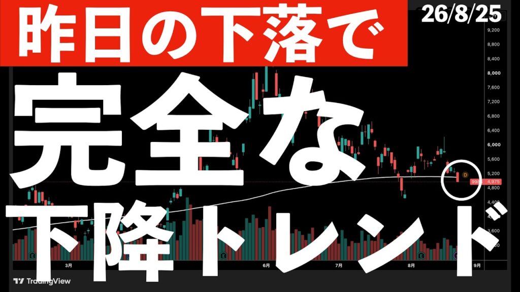 【昨日の下落で】完全な下降トレンドに？ソフトバンクグループの株価低迷が続く　#米国株 #日経平均 #sp500 #soxl #nvda