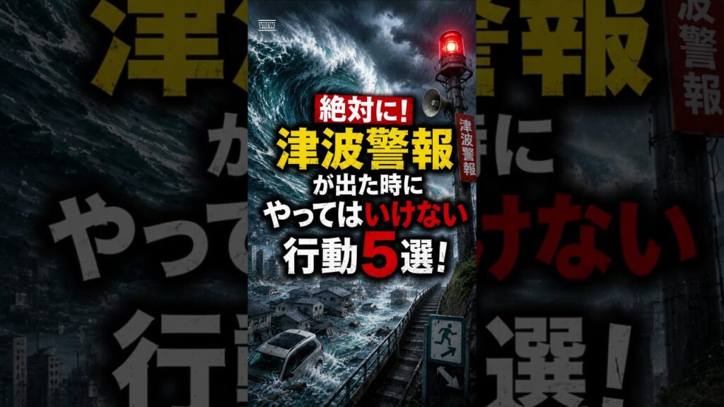 絶対ダメ！津波の時にやってはいけない意外な行動５選！　#1分で命を守る雑学 #命を守る雑学 #津波 #津波警報 #防災 #雑学 #安全対策 #雑学ショート #Shorts