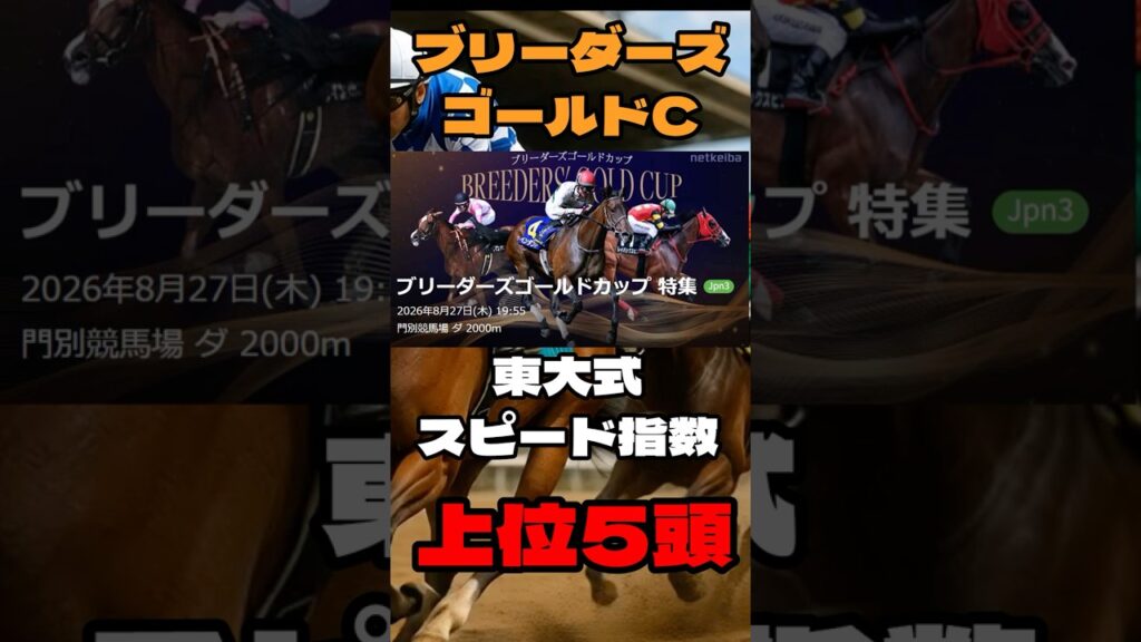 【ブリーダーズゴールドカップ2026】東大式スピード指数による競馬予想 【ブリーダーズゴールドカップ2026】東大式スピード指数による競馬予想