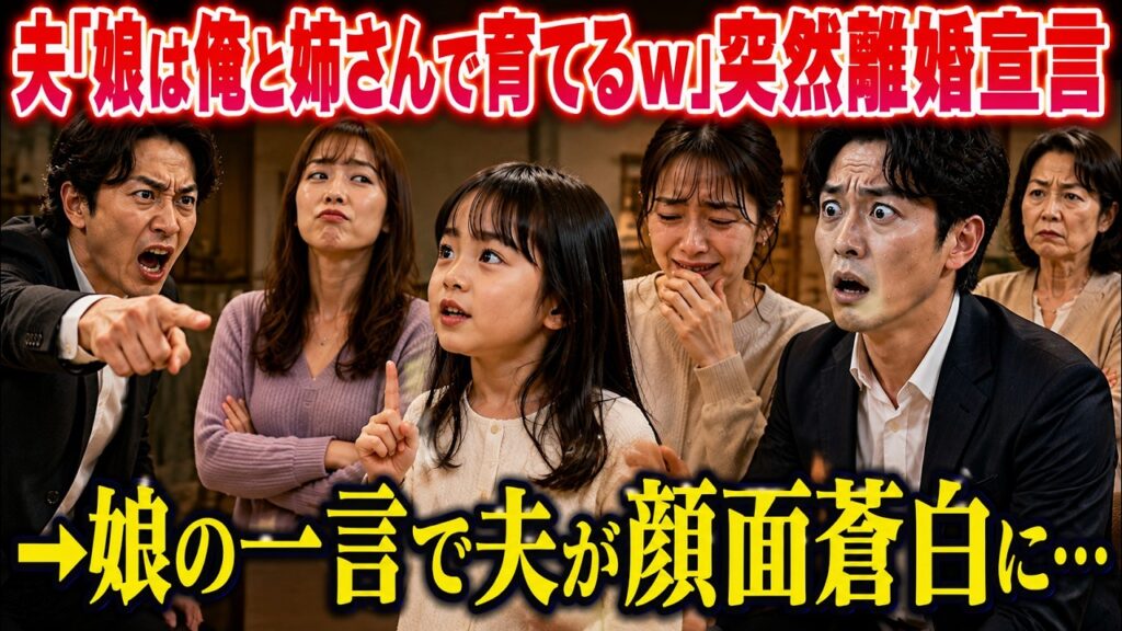 夫から突然の離婚宣言「娘は姉さんと俺で育てる！オマエは出てけw」→娘の衝撃の一言で夫は顔面蒼白に…www