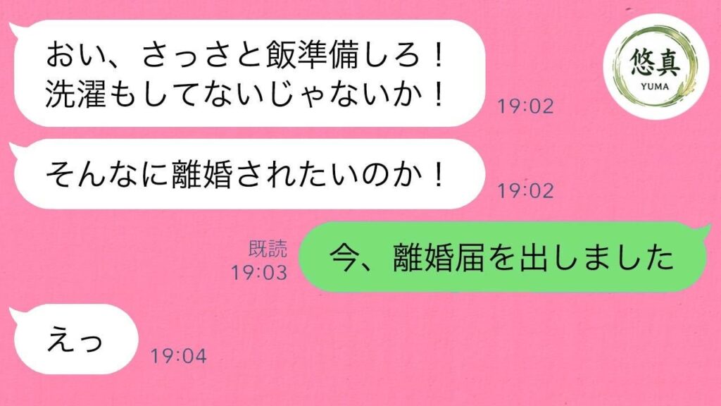 奴隷扱い夫の離婚宣言→即離婚届提出の結果ww