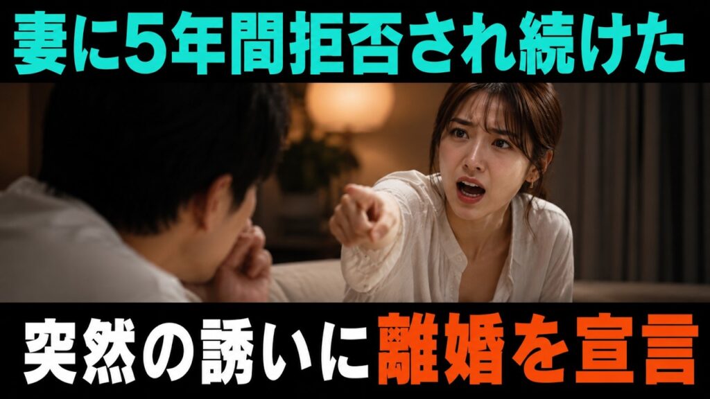 【修羅場】妻に夫婦生活を拒否され続けて5年、突然妻からお誘いが。俺はある物を渡して離婚宣言。