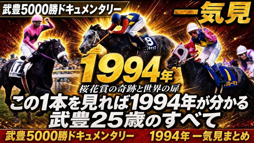 【武豊 一気見】1994年総集編｜桜花賞の奇跡から海外G1初制覇　初の凱旋門賞へ――25歳が世界に踏み出した1年【武豊5000勝ドキュメンタリー】
