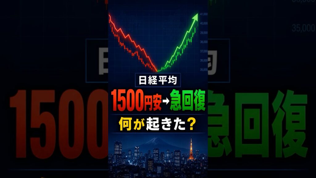 日経平均1500円安から急回復...何が起きた？ #お金の勉強 #投資 #一分でわかる