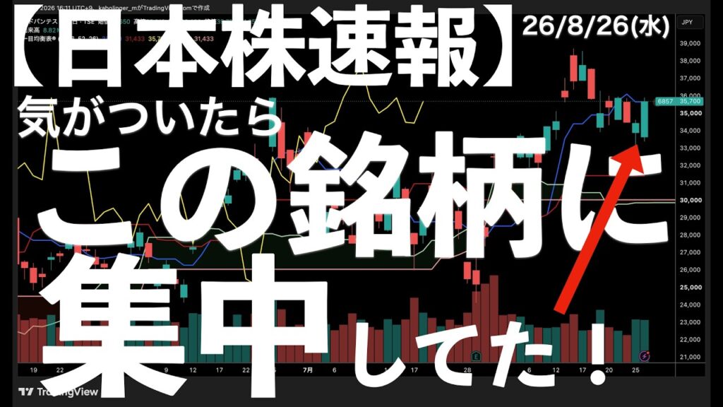 【日本株速報】26/8/26 え？こんなに？気づいたらこの銘柄の寄与度がすごいことに！　#半導体　#topix　#fomc