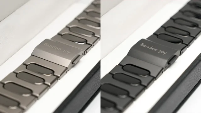 BRIGHTのシルバーとブラックのバックル部分にBandee Joyの刻印