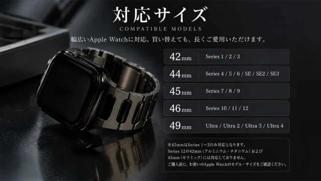 Apple WatchバンドBJ-007/BJ-008の対応サイズ一覧と装着例